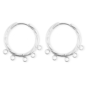 BY31&reg; Fornituras Acero Inox pendientes espiral&nbsp;con 5 anillas Plateado