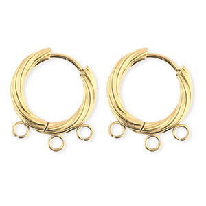 BY31&reg; Fornituras Acero Inox pendientes espiral&nbsp;con 3 anillas Dorado