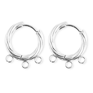 BY31&reg; Fornituras Acero Inox pendientes espiral&nbsp;con 3 anillas Plateado