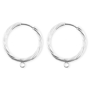 BY31&reg; Fornituras Acero Inox pendientes espiral&nbsp;con anilla Plateado