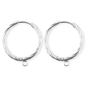 BY31&reg; Fornituras Acero Inox pendientes espiral&nbsp;con anilla Plateado