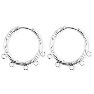 BY31&reg; Fornituras Acero Inox pendientes espiral&nbsp;con 5 anillas Plateado