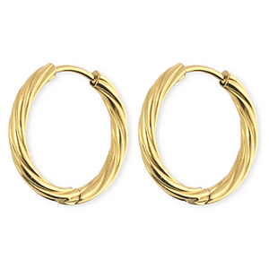 BY31&reg; Pendientes Acero Inox criollas espiral Dorado