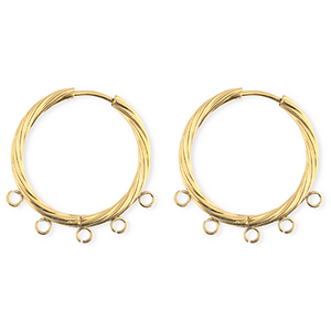 BY31&reg; Fornituras Acero Inox pendientes espiral&nbsp;con 5 anillas Dorado