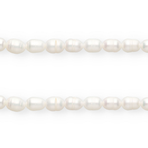 Perlas de agua dulce imperfectas grano de arroz 7x6mm Blanco natural