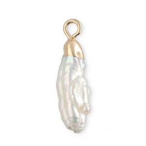 Perlas de agua dulce imperfectas colgante tubo Dorado-blanco natural