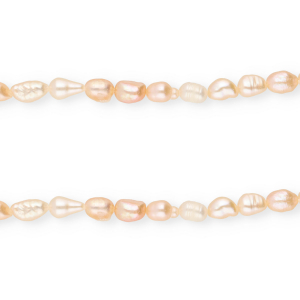 Perlas de agua dulce imperfectas grano de arroz 4-7x4-5mm Rosa melocot&oacute;n