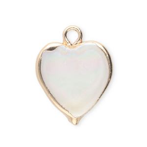 Perlas de agua dulce imperfectas colgante coraz&oacute;n Dorado-blanco natural