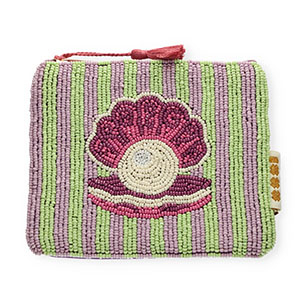 BY31&reg; Neceser concha con perla Verde pastel-lila-berenjena-blancuzco-blanco