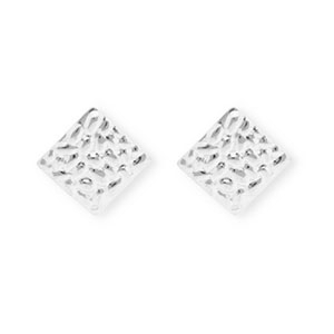 Fornituras Acero Inox pendientes cuadrado con anilla Plateado