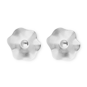 Fornituras Acero Inox pendientes flor con anilla Plateado