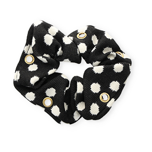 Coleteros para pelo de lunares con anillas Negro-blanco-dorado