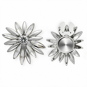 Cubrebotones flor Plateado-cristal