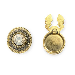 Cubrebotones redondos con strass Dorado vieja-gris-cristal