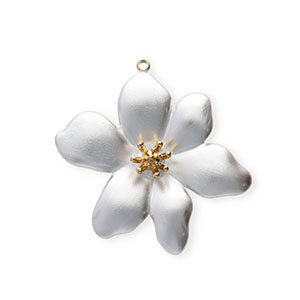 Colgantes Acero Inox con esmalte flor Dorado-blanco nacar