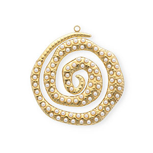 Colgantes Acero Inox espiral con imitaci&oacute;n de perlas Dorado-blanco
