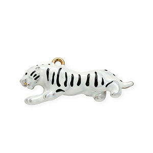 Colgantes Acero Inox con esmalte tigre Dorado-blanco-negro