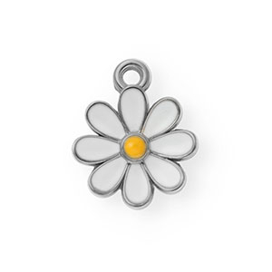 Colgantes Acero Inox con esmalte margarita Plateado-blanco-naranja
