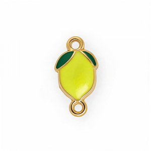 Fornituras Acero Inox entrepieza con esmalte lim&oacute;n Dorado-amarillo-verde
