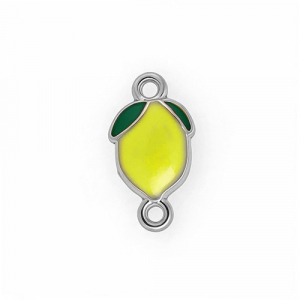Fornituras Acero Inox entrepieza con esmalte lim&oacute;n Plateado-amarillo-verde