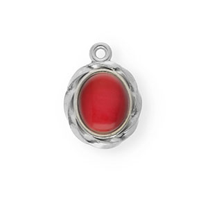 Colgantes Acero Inox con esmalte &oacute;valo Plateado-rojo