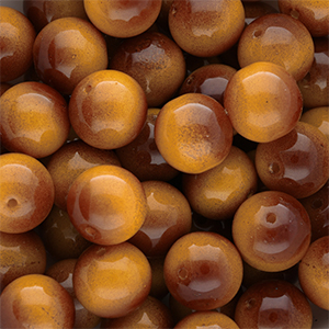 Abalorios de vidrio 14 mm Marr&oacute;n-amarillo &aacute;mbar