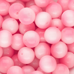 Abalorios de vidrio 12 mm Rosa-blanco