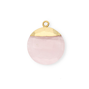 Colgante de piedra natural Cuarzo redondos Rosa claro-dorado