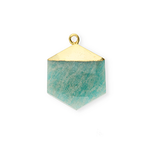 Colgante de piedra natural Feldespato hex&aacute;gono Verde-blanco-dorado