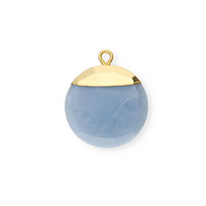 Colgante de piedra natural Calcedonia redondos Azul denim-dorado