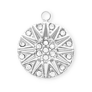 Colgantes Acero Inox con strass redondos con sol Plateado-cristal