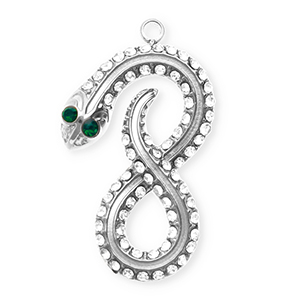 Colgantes Acero Inox con strass infinito / serpiente Plateado-cristal-verde