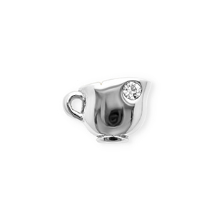 Colgantes Acero Inox con strass taza Plateado-cristal