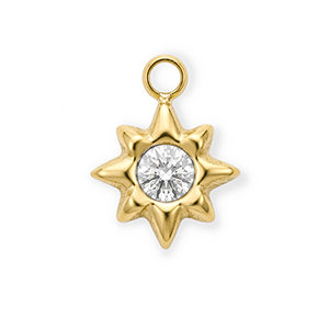 Colgantes Acero Inox con strass estrella Dorado-cristal