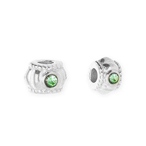 Abalorios Acero Inox separador con strass 6mm Plateado-verde