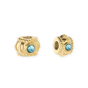 Abalorios Acero Inox separador con strass 6mm Dorado-azul