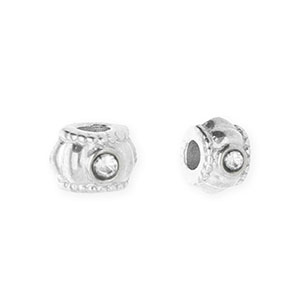 Abalorios Acero Inox separador con strass 6mm Plateado-cristal