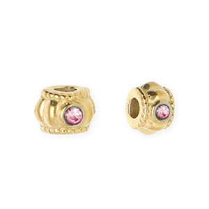 Abalorios Acero Inox separador con strass 6mm Dorado-rosa
