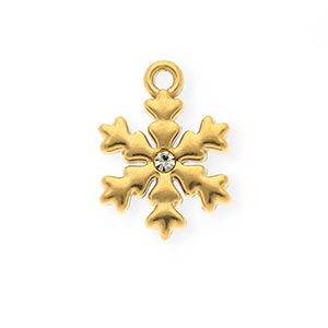 Colgantes Acero Inox con strass fiocco di neve Dorado-cristal