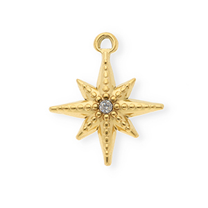 Colgantes Acero Inox con strass estrella Dorado-cristal