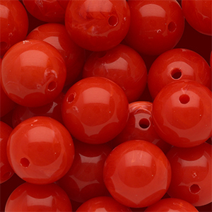 Abalorios acr&iacute;lico 14 mm redondos Rojo-blanco m&aacute;rmol