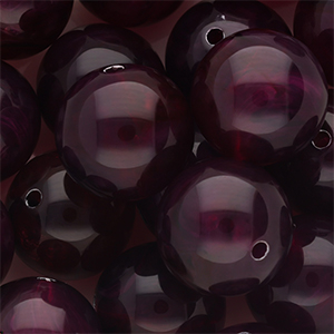 Abalorios acr&iacute;lico 18 mm redondos Morado berenjena-blanco m&aacute;rmol