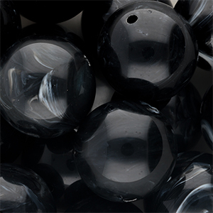Abalorios acr&iacute;lico 24 mm redondos Negro-blanco m&aacute;rmol
