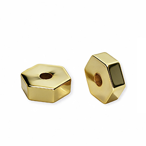 Abalorios acr&iacute;lico hex&aacute;gono Dorado