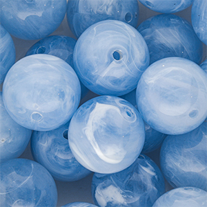 Abalorios acr&iacute;lico 18 mm redondos Azul claro-blanco m&aacute;rmol