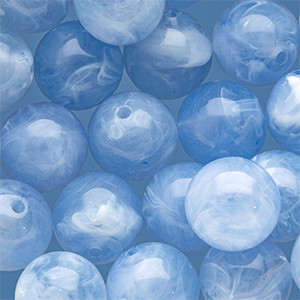 Abalorios acr&iacute;lico 14 mm redondos Azul claro-blanco m&aacute;rmol