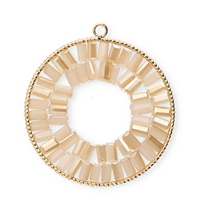 Colgantes faceteados redondos Dorado-beige melocot&oacute;n-cubierta AB