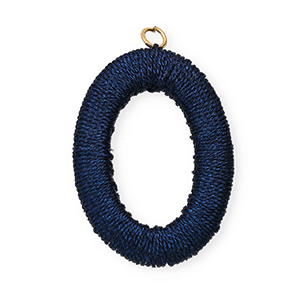 Colgantes acr&iacute;licos con hilo macram&eacute; &oacute;valo Azul oscuro met&aacute;lico-dorado