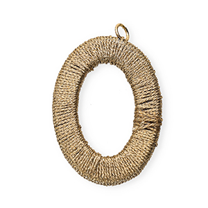 Colgantes acr&iacute;licos con hilo macram&eacute; &oacute;valo Beige champagne met&aacute;lico-dorado