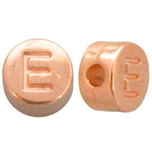 Abalorios letras met&aacute;licos DQ E Oro rosado (sin n&iacute;quel)